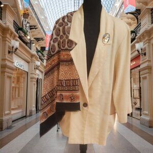 Joanna Plus Yellow Woven Polyester/Rayon Unlined Open Front Blazer  ✨Size: 20W✨